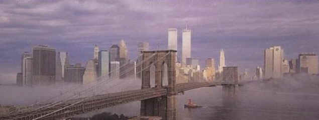 Click on the World Trade Center and New York City skyline to order this Manhattan Mist art image from art.com.