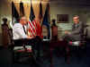 Click on the December 5, 2001 photo of Donald Rumsfeld on Larry King Live for a larger image.