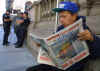 Click on the international newspaper photo for a larger image. On September 11 and 12, 2001 the world's newspapers print special editions and the world reads about the terrorist attacks on New York City and The Pentagon on 9-11-2001.