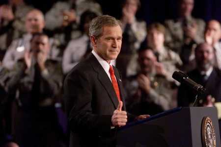 George W. Bush speaking in Atlanta on November 8, 2001.