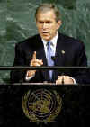 Click on the photos and pictures of President George W. Bush at the United Nations for a larger image.